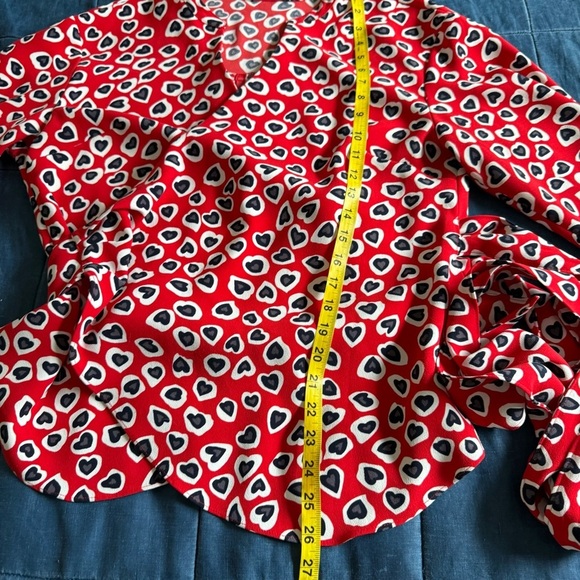 J Crew Heart Print Wrap Blouse Top Size Large - Picture 5 of 12